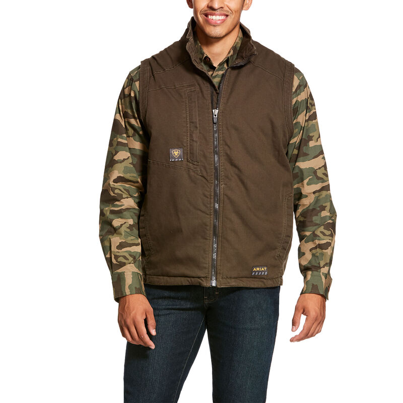 Ariat Weste Herren - Rebar Washed Duracanvas Insulated DunkelBraun ( LICUM-1862 )
